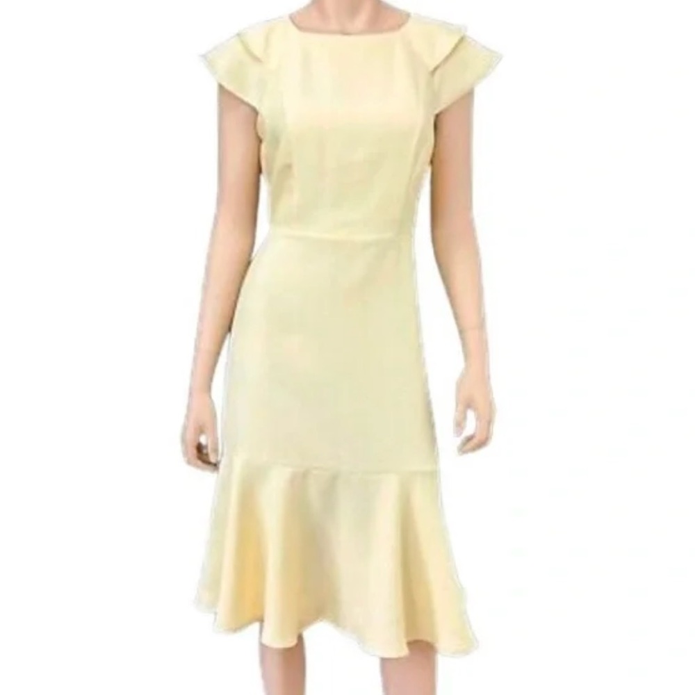 Banana Republic Canary Yellow Midi Dress with Flutter sleeves